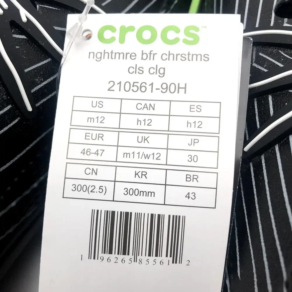 Crocs Clogs Mens 12 Jack Skellington Nightmare Before Christmas Black NWT